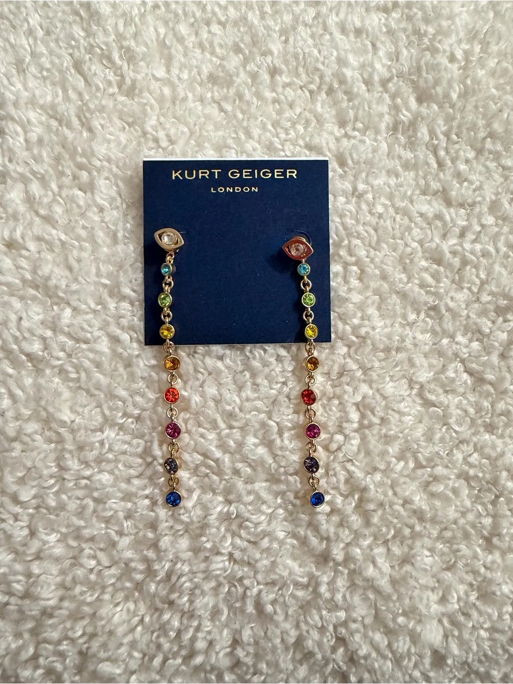 Kurt Geiger Gold-Tone Rainbow Crystal Drop Earrings